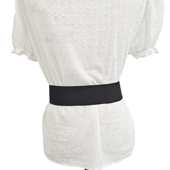 Corset Black wide waist elastic stretch belt metal gold swirls buckle - Picture 7 of 11